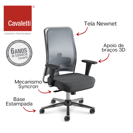 Cavaletti NewNet - Presidente Giratória / Syncron / Braço 3D / Base Estampada